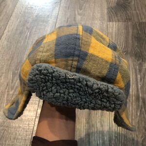 Boys Hat with Ear Cover Size 12-24 months Plaid Kids Winter Hat with Ear Cover
